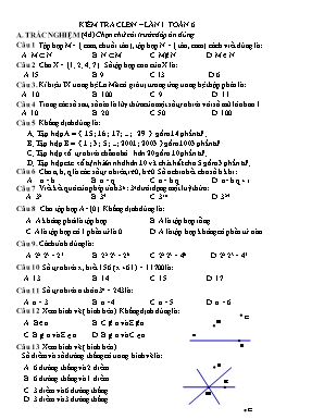 Đề kiểm tra chất lượng đầu năm môn Toán Lớp 6 - Lần 1 (Có đáp án)